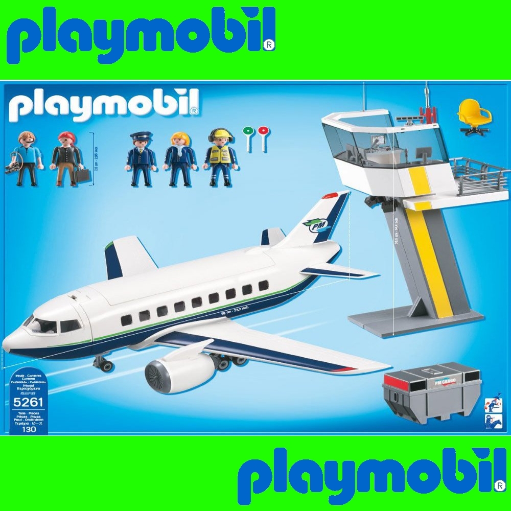 Nouveau PLAYMOBIL 5261 Cargo et passager avion avec Tower passenger
